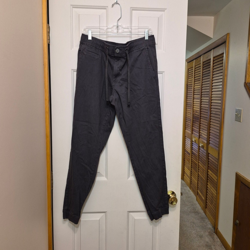 Tahari Mens Medium Dark Gray Cotton Blend Elastic Waist Drawstring Jogger Pants